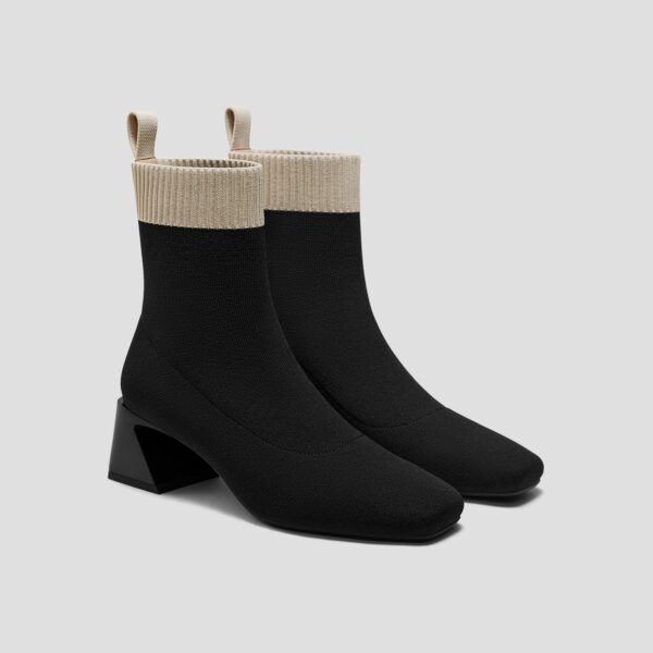 REGINA PRO 方頭防水粗跟靴 (黑色/杏色)