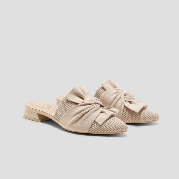 YAFFA PRO 尖頭結飾涼鞋 杏色(女鞋/中跟鞋/粗跟)