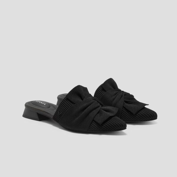 YAFFA PRO 尖頭結飾涼鞋 黑色(女鞋/中跟鞋/粗跟)