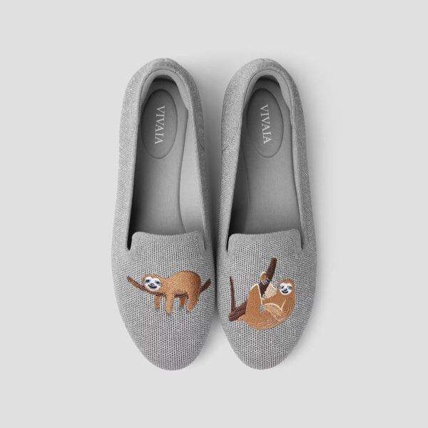 AUDREY 刺繡樂福鞋 女鞋(銀灰色樹懶)