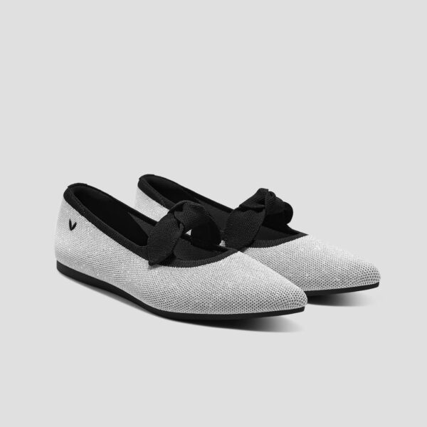 ADDRIANE 尖頭蝴蝶結瑪莉珍休閒鞋 炫鑽灰/黑色(女鞋/MARY JANE/娃娃鞋)