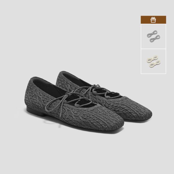 MILEY 綁帶瑪莉珍休閒鞋 質感灰針織(女鞋/MARY JANE/娃娃鞋)