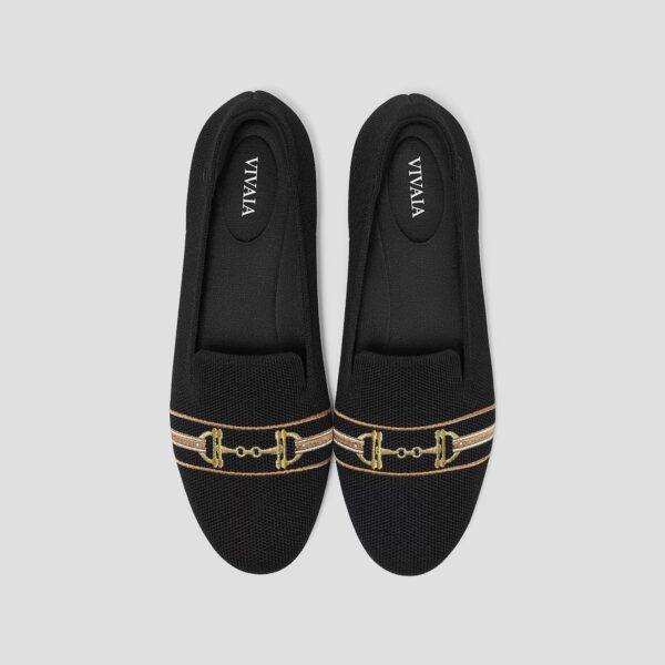 AUDREY 刺繡樂福鞋 女鞋(黑色馬銜扣)