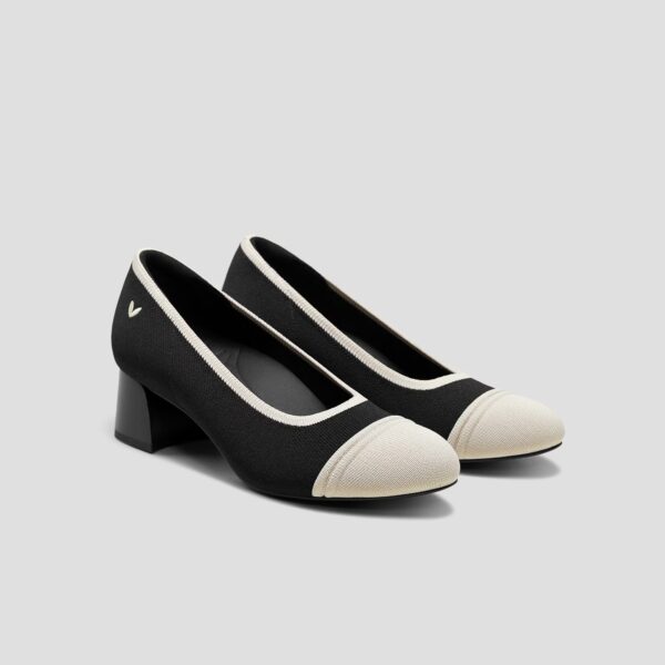 JULIE ARCH PRO 微尖頭足弓無壓力粗跟鞋 黑色/奶油象牙色(女鞋/中跟鞋/粗跟鞋)